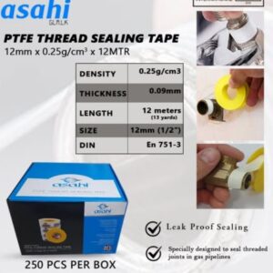 Asahi PTFE Thread Sealing Tape – 12mm x 12m