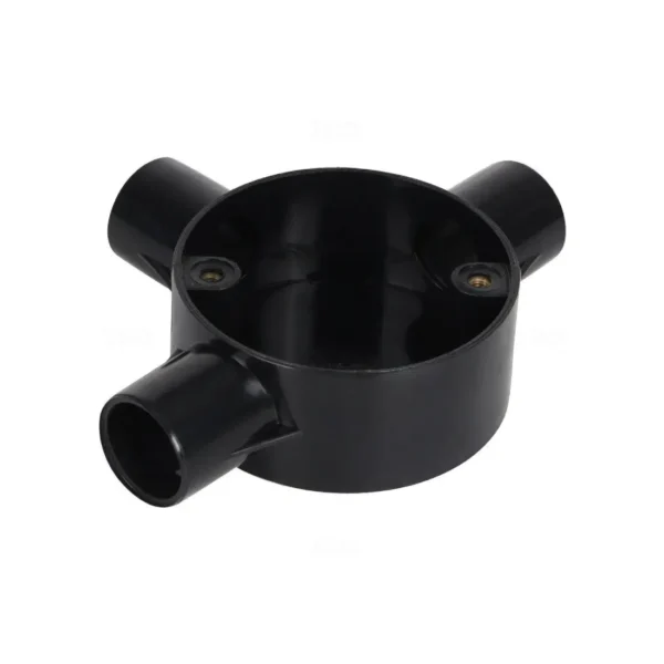 Decoduct Tee Three Way Circular Junction Box – Black 1 Decoduct Tee Three Way Circular Junction Box – Black