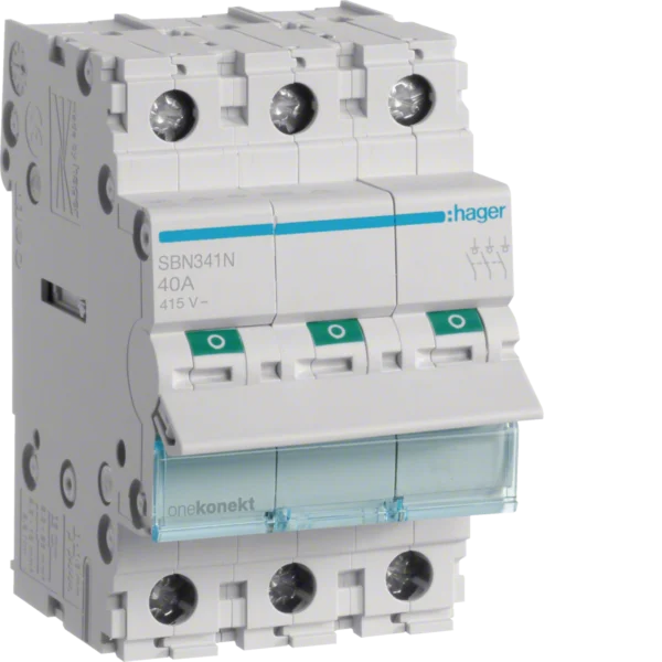 Hager 3-Pole Modular Switch with Big Terminals – 40A to 125A (SBN Series)