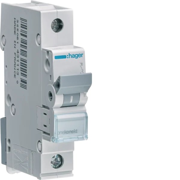 Hager MCB 1P 6kA C-Curve – MCN Series (MCN102–MCN163)