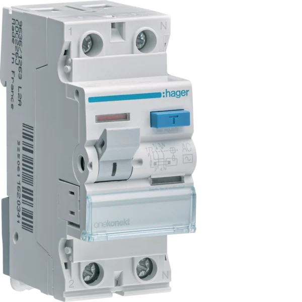 Hager RCCB 2P 25A–63A 100mA AC Class