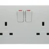 MK Electric Logic Plus 2 Gang 13A Plug Socket, 2 Poles, Type G – K2747WHI