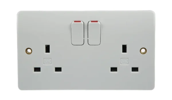 MK Electric Logic Plus 2 Gang 13A Plug Socket, 2 Poles, Type G – K2747WHI