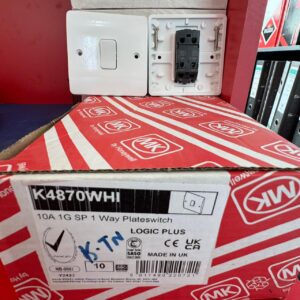 MK Electric Rocker Light Switch, 1 Gang 1 Way, 10A – K4870WHI