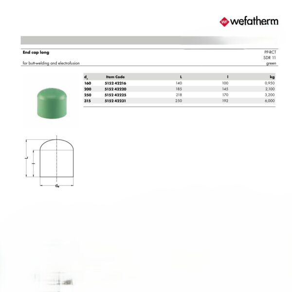 Wefatherm End Cap Long PP-RCT SDR 11 – Green