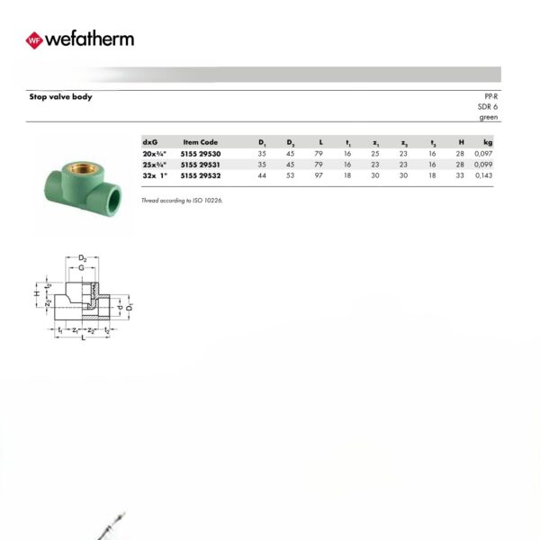 Wefatherm Stop Valve Body PP-R SDR 6 – Green