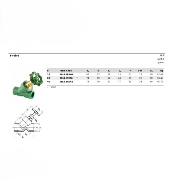 Wefatherm Y-Valve PP-R SDR 6 – Green